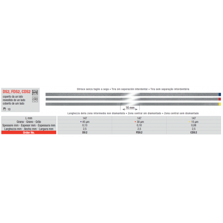 10 STRIP METALLICHE DIAMANTATE FDS2