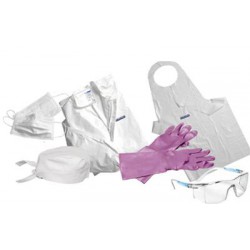 UN CAMICE PROTETTIVO AZZURRO TTR AUTOCLAVABILE MONOART MIS.