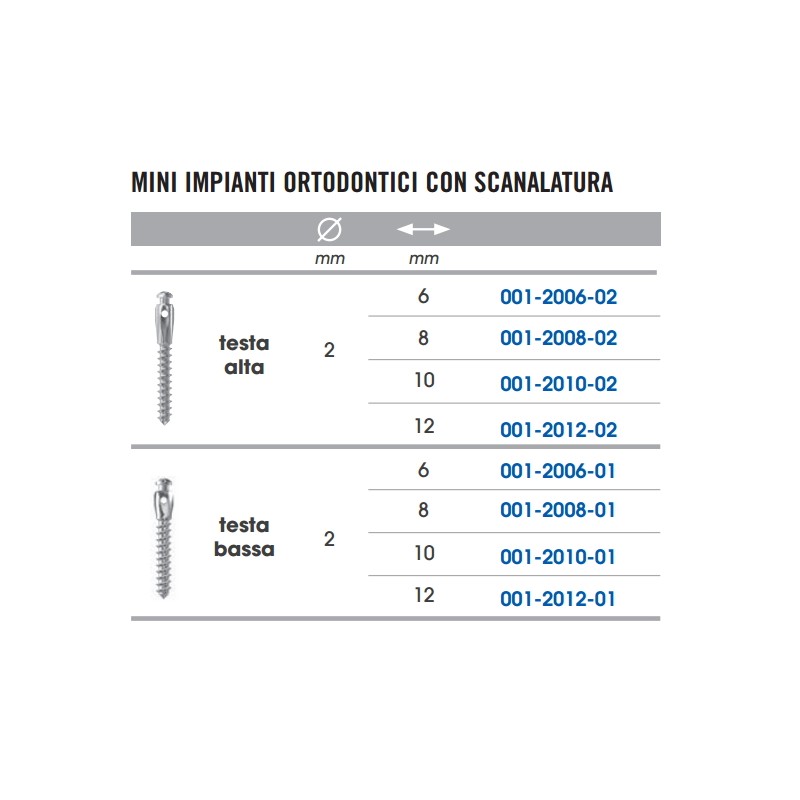 MINI IMPIANTO ORTODONTICO CON SCANALATURA