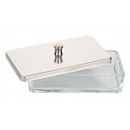 BACINELLA IN VETRO CON COPERCHIO METALLICO